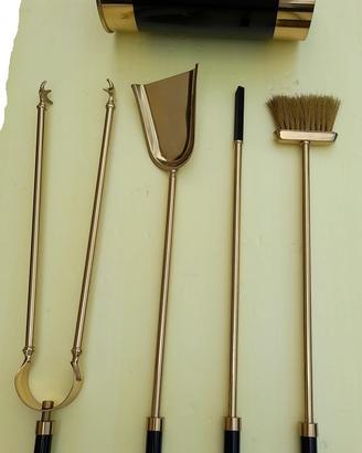 Set attrezzi in ottone per camino S245 con secchio