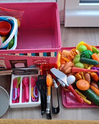 set cucina cibo e utensili