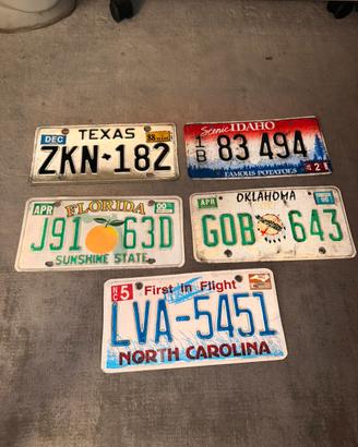 Lotto 5 targhe automobilistiche originali USA