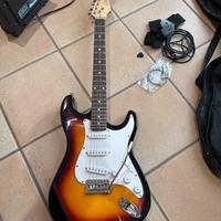 Chitarra eletrica con amolificatore