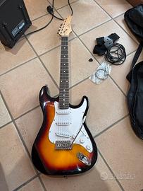 Chitarra eletrica con amolificatore