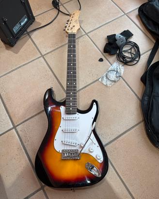 Chitarra eletrica con amolificatore