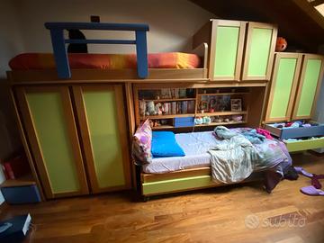 Cameretta  x 2 in legno colore verde/malva