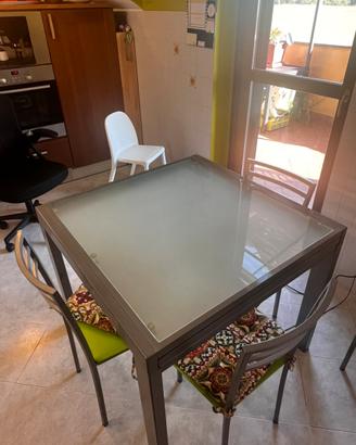 Tavolo allungabile alluminio e vetro 90x90