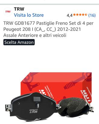 pastiglie freni Peugeot 208 diesel 