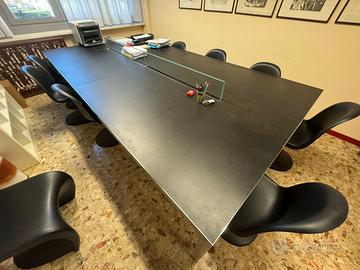 Tavolo ufficio acciaio e pelle