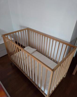Lettino Ikea faggio Sniglar con materasso 