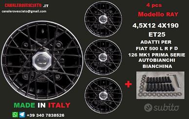 Cerchi RAY NERI 4,5x 12 4x190 fiat 500 l f r