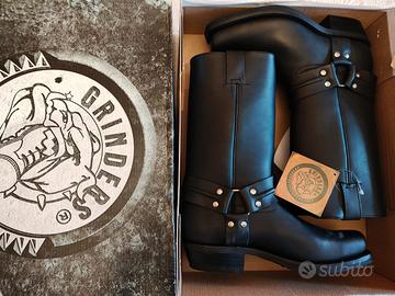 Stivali uomo vera pelle cuoio fibbia borchiato 42