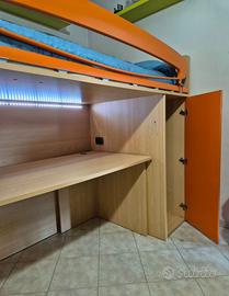 Letto Soppalco Moretti Compact Scrivania Materasso