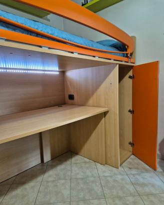 Letto Soppalco Moretti Compact Scrivania Materasso