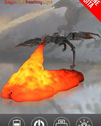 LAMPADA DRAGO 3D TRONO DI SPADE FIRE & ICE DRAGON 