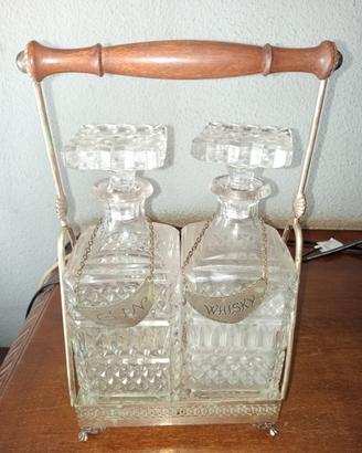 Coppia di bottiglie per drink con porta bottiglie 