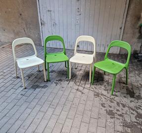 Set 4 sedie IKEA Urban – 2 bianche + 2 verdi