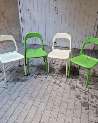 Set 4 sedie IKEA Urban – 2 bianche + 2 verdi