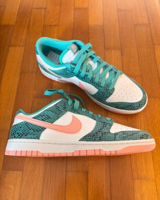 Nike Dunk Low Snakeskin Washed Teal Bleached Coral