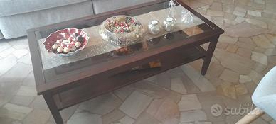TAVOLINO LEGNO E VETRO