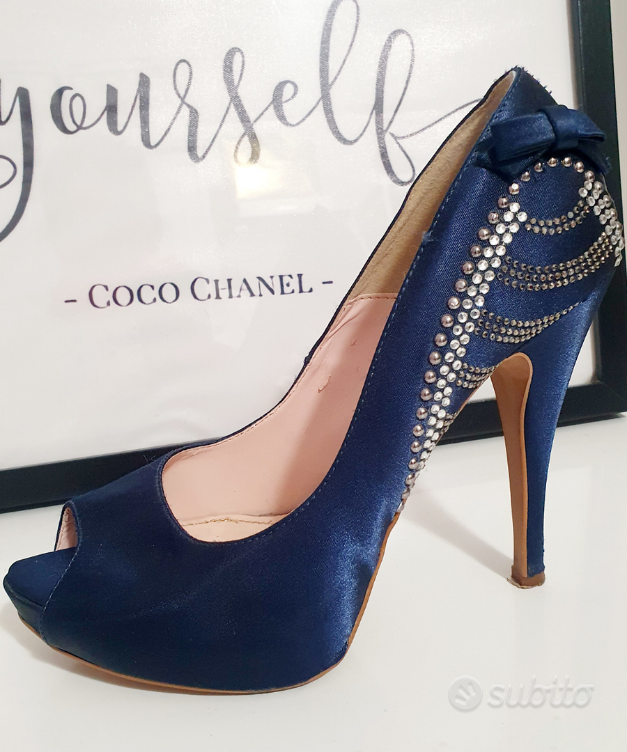 Scarpe cerimonia outlet raso blu