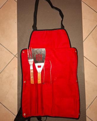 Barbecue grembiule con posate