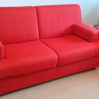 Divano letto rosso tessuto