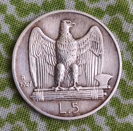 moneta 5 Lire 1927 Vittorio Emanuele III – Argento