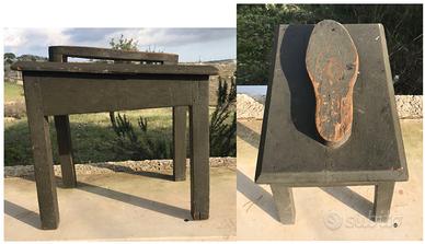 Antico sgabello lucidatura scarpe lustrascarpe