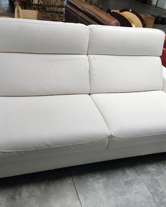 Divano letto 3 posti ecopelle bianco