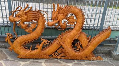 drago in legno cinese fatto a mano 