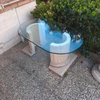 tavolino in marmo e cristallo 