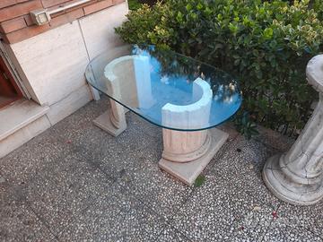 tavolino in marmo e cristallo 