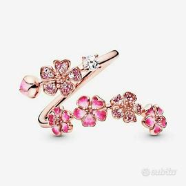 PANDORA Anello aperto Ramo di fiori di pesco rosa