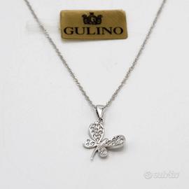 Collana oro bianco 18 kt 750 farfalla E.212