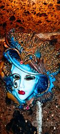 Maschera Veneziana Vintage In Ceramica Mis.18x15 