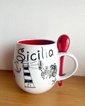 Maxi tazza con cucchiaino da collezione Sicilia