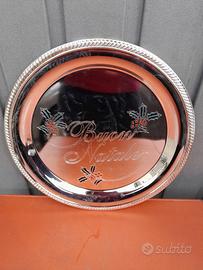 piatto da dolci argentato di Natale