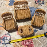 Set bambole sedie tavolino vimini