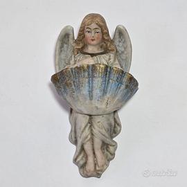 Vecchia Acquasantiera in Bisquit Angelo Metà 900