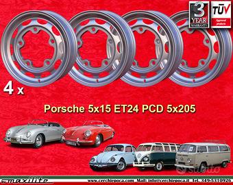 4 pz. cerchi Porsche OEM 5x15 ET24 5x205 silver