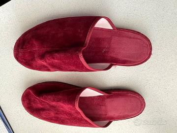 Ciabatte uomo  velluto bordeaux  lunghezza cm 28