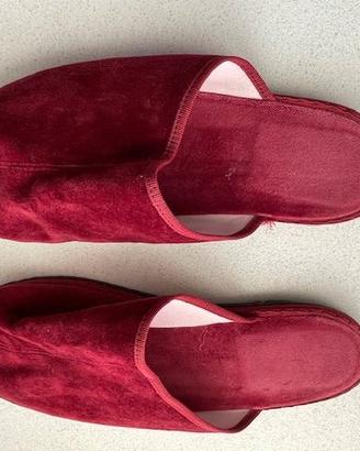 Ciabatte uomo  velluto bordeaux  lunghezza cm 28