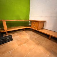 Mobile TV/Hi-Fi angolare in legno con 2 cassetti