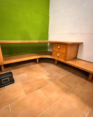 Mobile TV/Hi-Fi angolare in legno con 2 cassetti