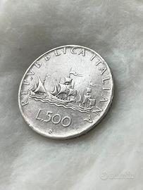 Moneta 500 Lire ‘Caravella’  - Argento del 1959
