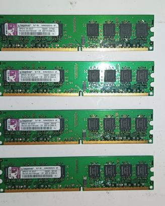 4 Banchi di memoria 4x1 GB RAM Kingston Totale 4GB