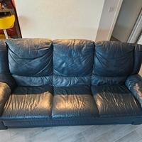 Divano 3 posti in vera pelle blu scuro