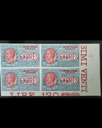 Regno Varietà 1922 prove del 1,20 Lire Espresso