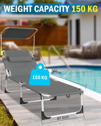 Lettino Sdraio Prendisole Pieghevole Mare Spiaggia