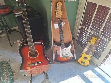 Chitarre acustica elettrica ukulele