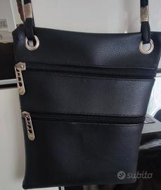 Tracolla finta pelle uomo nera
