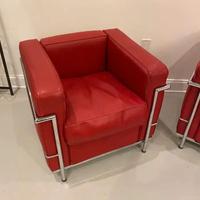 Coppia di LC2 in pelle rossa by MDF ITALIA